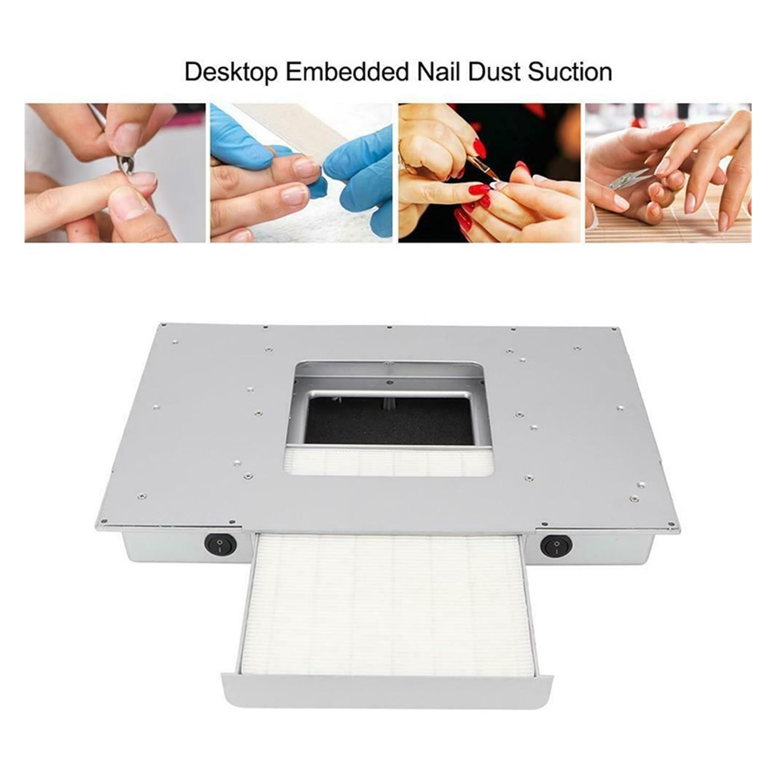 Odkurzacz do paznokci, 100W Odkurzacz do Manicure Wbudowany kolektor ssący do paznokci Wentylator próżniowy Cleaner Salon Manicure Akcesoria do zdobienia paznokci do użytku w salonie domowym, niski po