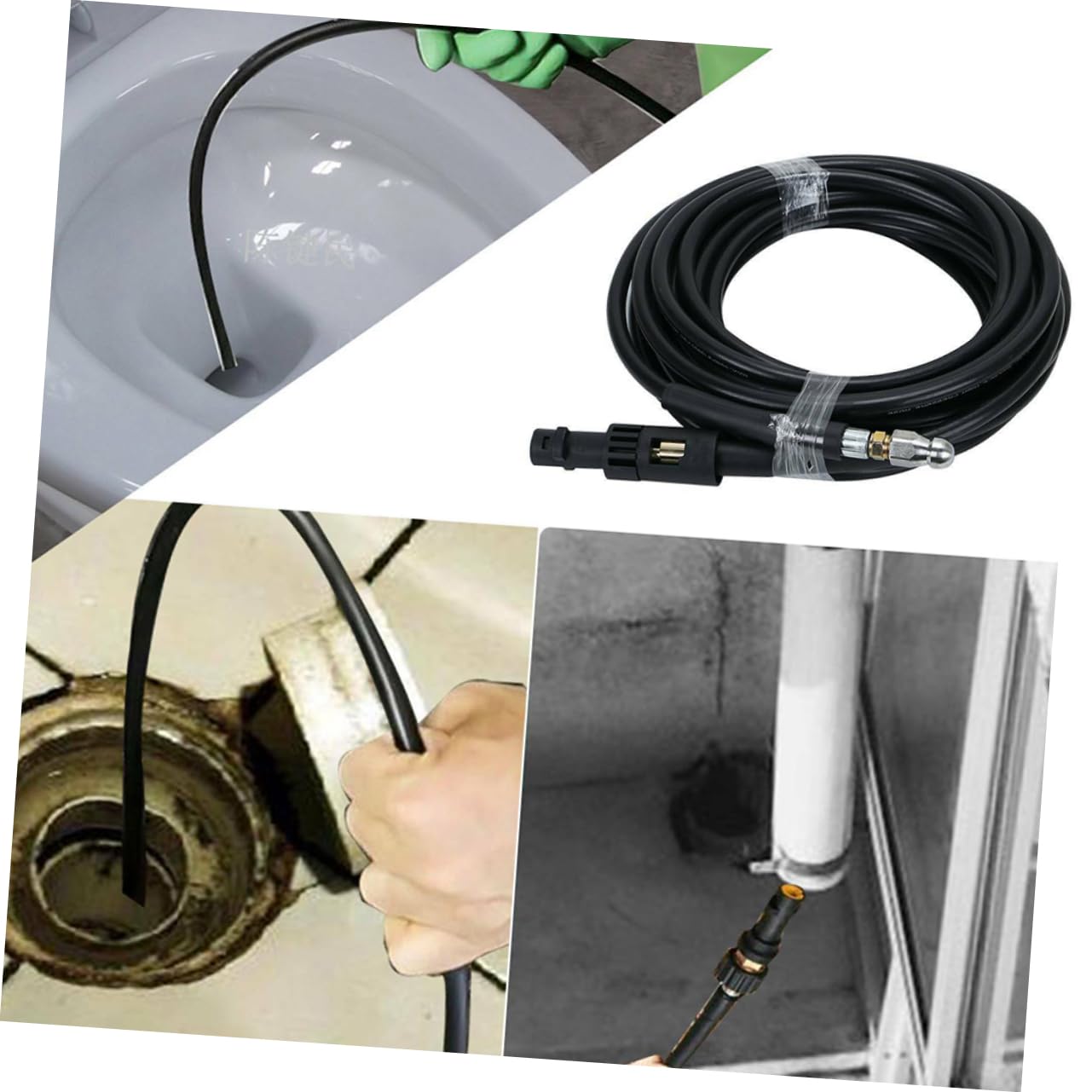 Happyyami 15m Manguera De Limpieza De Desagües Herramienta De Lavado Presión Flexible y Resistente Para Limpieza De Tuberías y Desagües Para Coches y Uso Doméstico