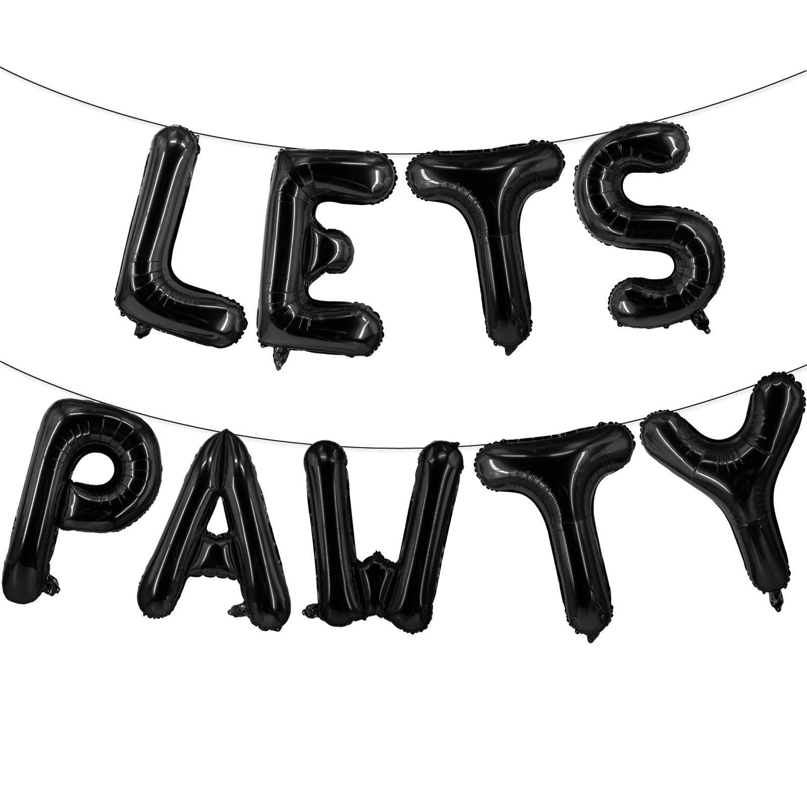 9 Pcs Lets Pawty Balloons Banner 16 Inch, Dog Cat Pet Birthday Letters Sign Lets Pawty Balloons Happy Birthday Banner for Pet Dog Cat Party Supplies