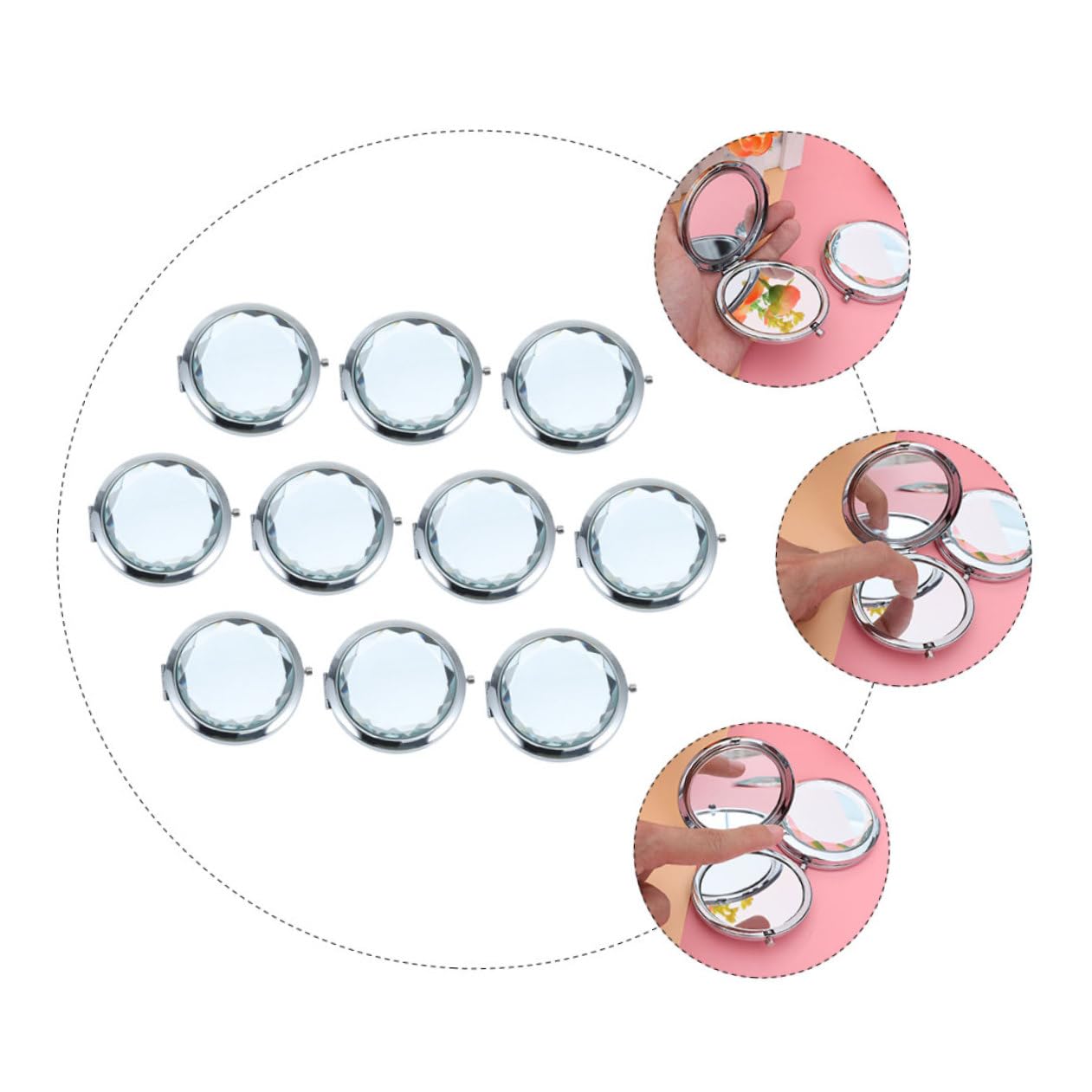 Gatuida 10stücke Kosmetikspiegel Reise Doppelseitiger Handspiegel Kompaktes Design Tragbar für Partys Reisen und Picknicks und Langlebig