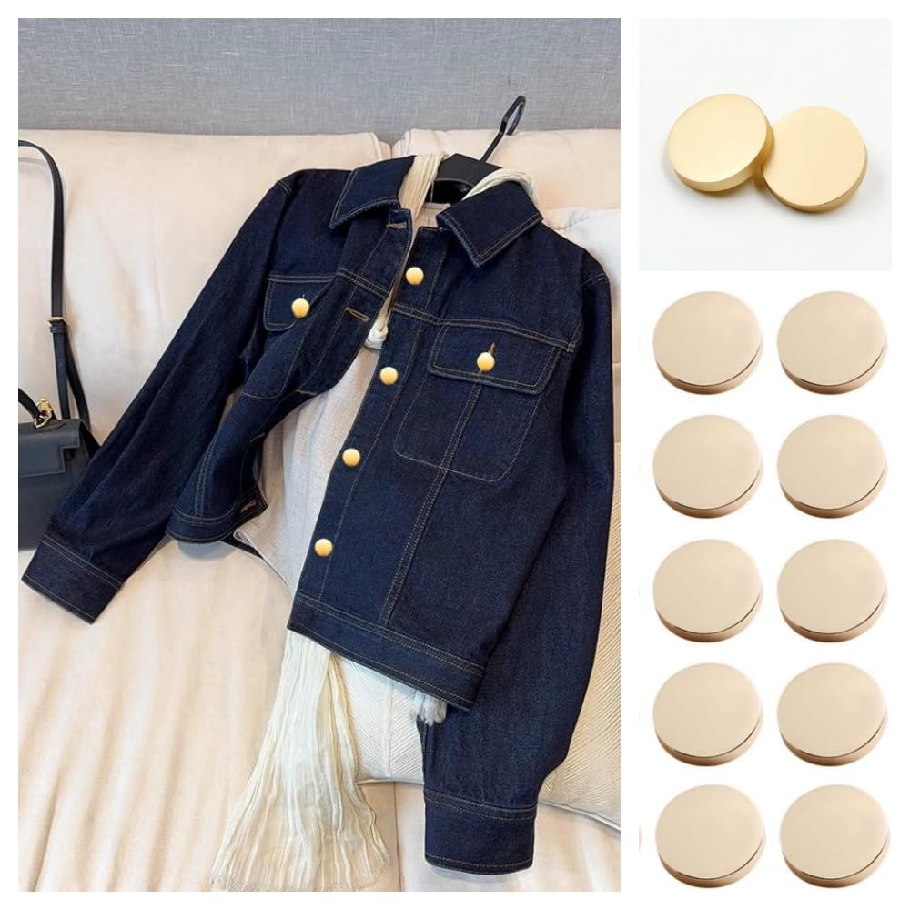 30PCS Golden Buttons - Round Flat Metal Buttons for Shirt Jacket, Coat, Suit, Trousers, Blazer (Gold, 20mm) - Image 2