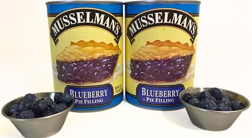 Musselman's - Relleno de pastel de arándanos, dos latas de 21 onzas con dos tazas de acero inoxidable