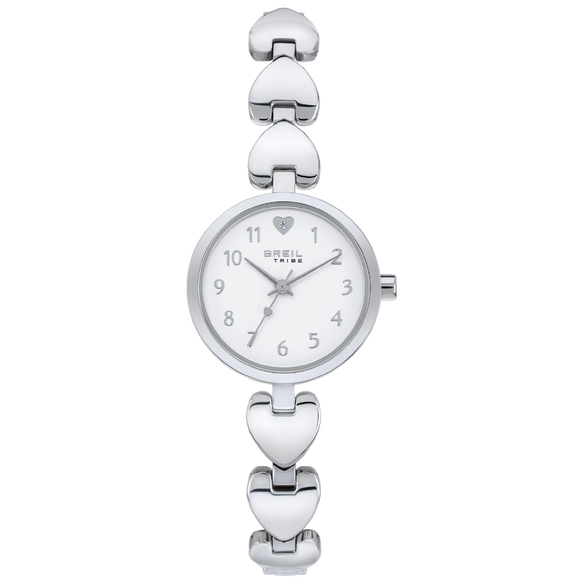 Breil, BT Heart Collection, Damenuhr, Gehäuse aus Edelstahl, Quarzwerk, mit Kleinen Herzförmigen Gliedern, Herz im Zifferblatt, Durchmesser 28 mm, Silber