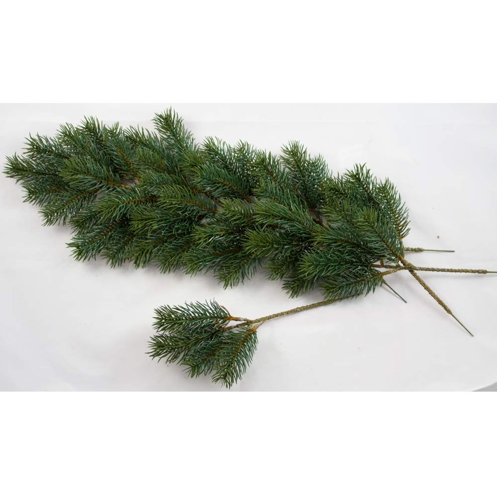 Annastore 24 x Tannenzweige künstlich L 23 cm mit 4 Trieben Tannendeko Weihnachtsdeko Tannenwedel