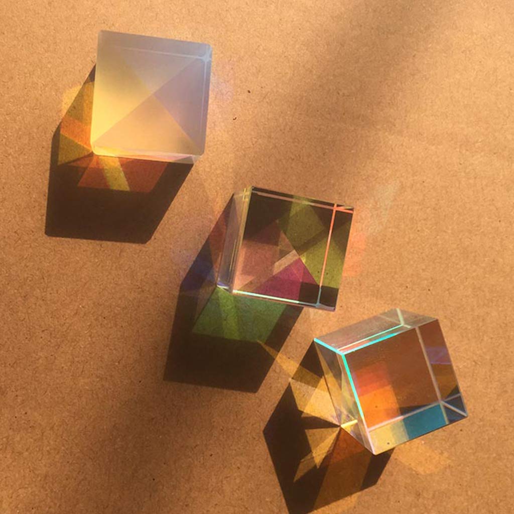 Coloré Combiner Splitter Croix Cube Dichroïque RVB Prisme Optique Triangulaire En Verre Optique Pour Enseigner Lumière Physique Du Spectre 20mm