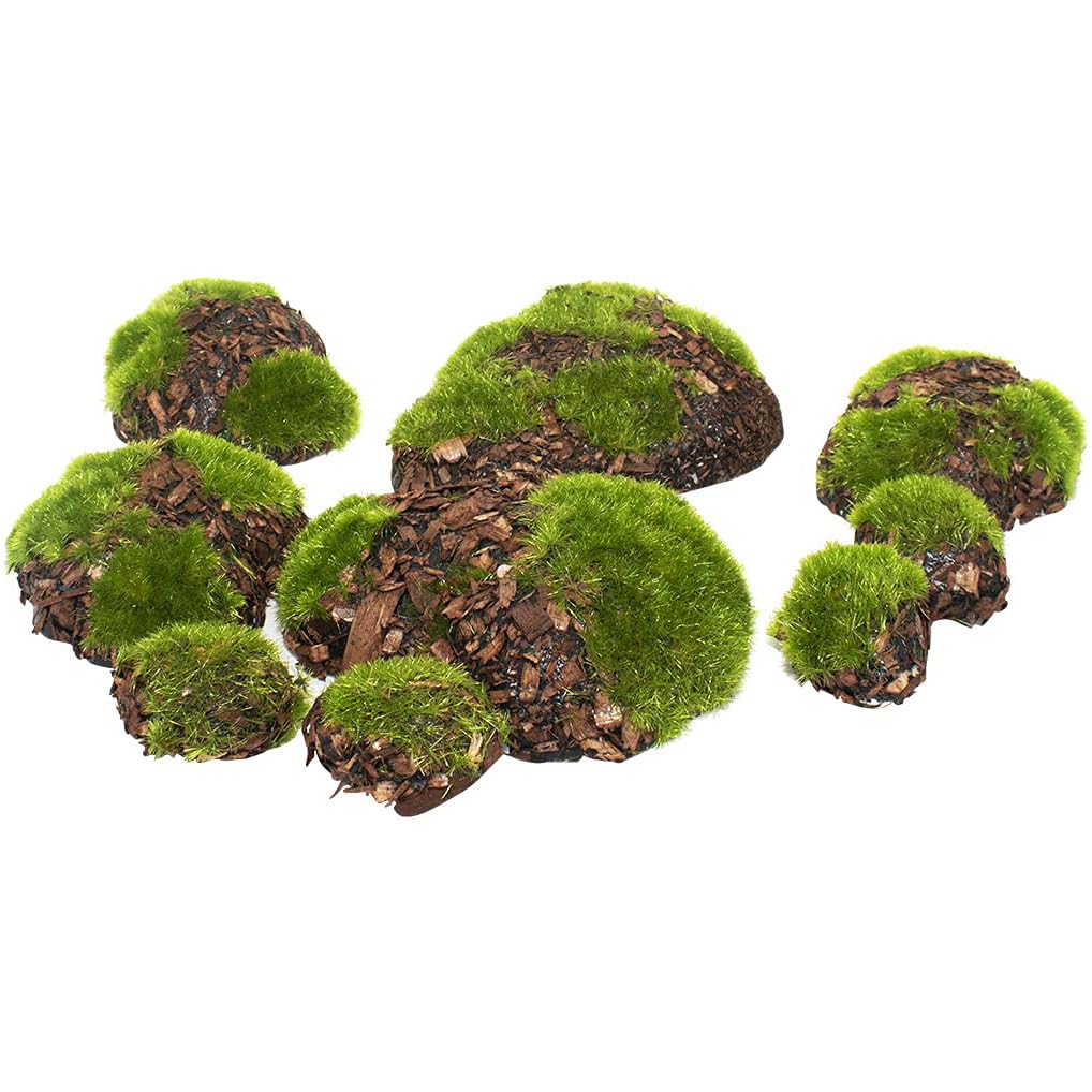 Excefore Artificial Moss Rocks Decorative, 12 Pcs Large Size Moss Balls Faux Green Moss Stones False Moss Decor for Garden DIY Floral Arrangements Plant Poted Decoration, Terrarium Decor