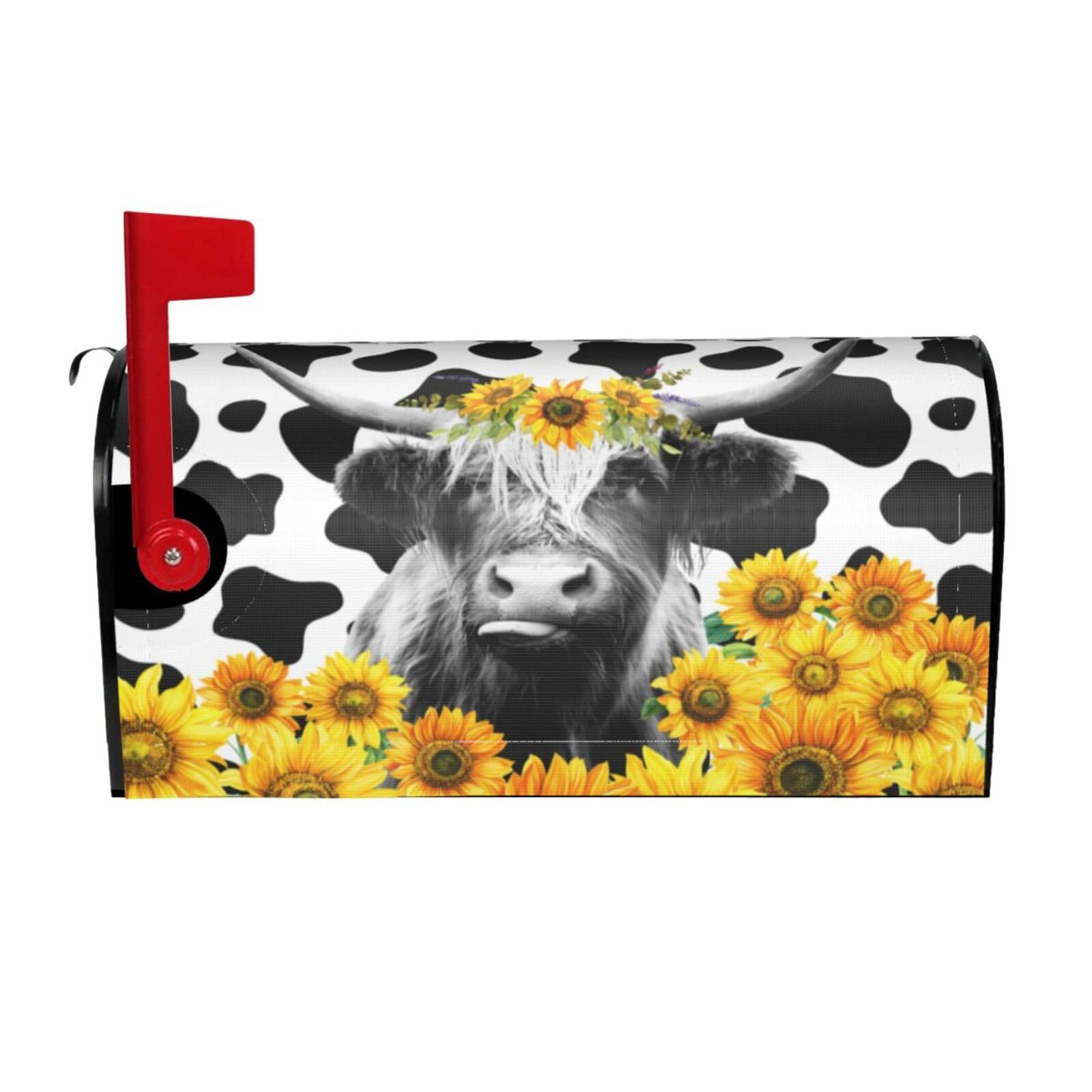 Highland Cow Mailbox Covers Magnetic Post Box Cover Garden Yard Home Decor Standard Size 21x18 in