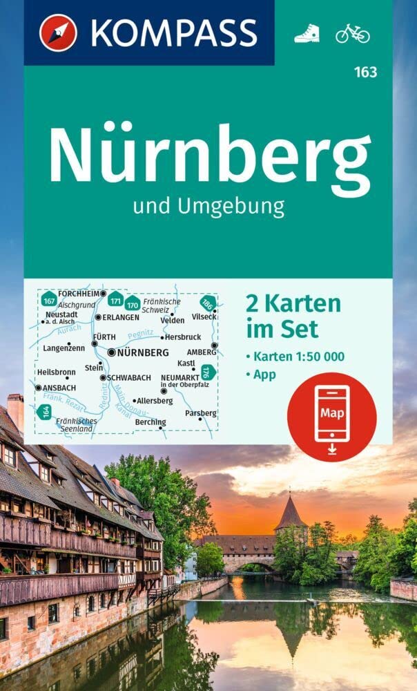 Nürnberg & Umg. 2-set (163): inklusive Karte zur offline Verwendung in der KOMPASS-App. Fahrradfahren.