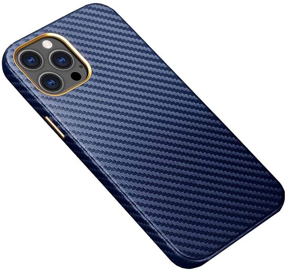 Étui pour iPhone 12 texture carbone bleu idéal pour voyager
