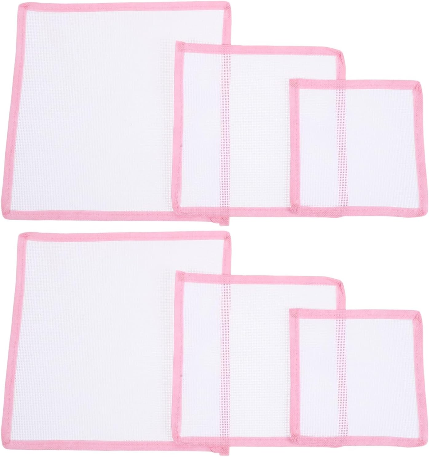 UKCOCO 6pcs 13 Mesh Blank Needlepoint Canvas, 5" 6" and 8", Pink Edge