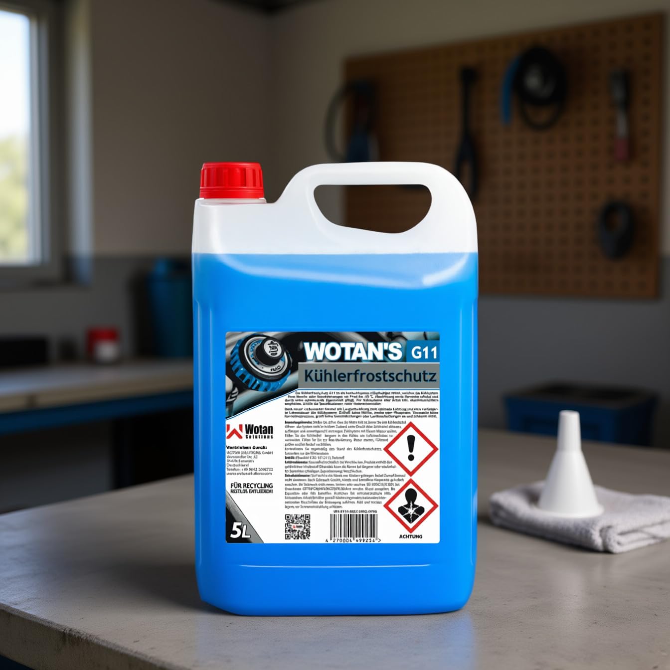 Wotan's 25L Kühlerfrostschutz G11 Gebrauchsfertig bis -35°C - Silikathaltiges Kühlmittel - Blau - Für Benzin & Diesel - Aluminiumverträglich (5x5L)