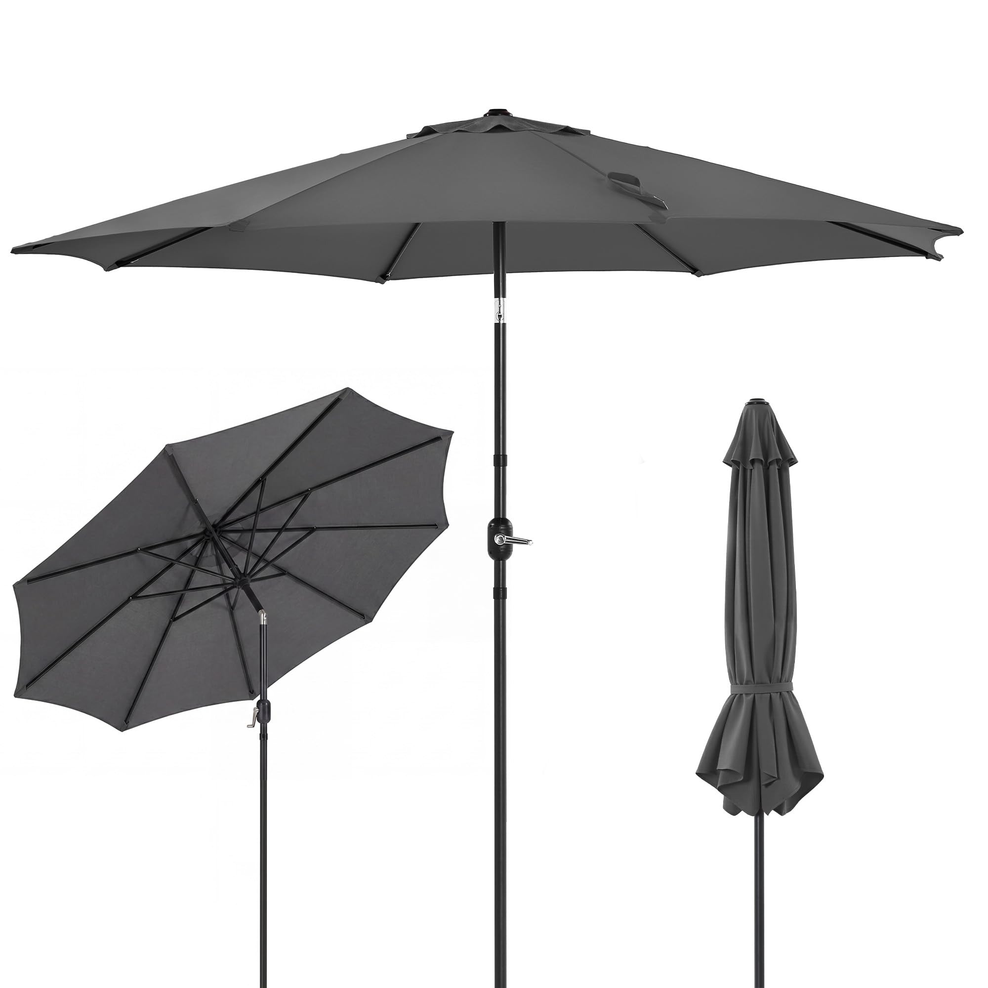 LUE BONA Parasol de Jardin 300cm-Parasol Inclinable avec 8 Baleines Cadre en Métal Protection Solaire,Protection UV 50+ pour Jardin Terrasse Patio Piscine Plage Balcon
