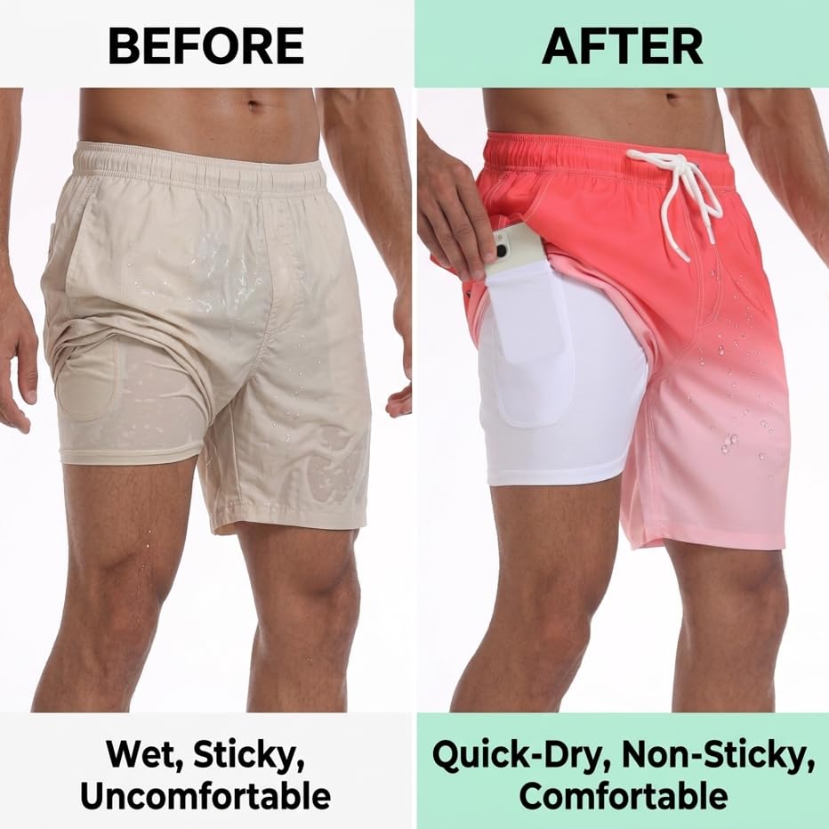 Image of Keevoom Mens Swim Trunks Compression Liner Swimming Shorts Swimwear Quick Dry Swimsuit Bathing Suits Board Shorts