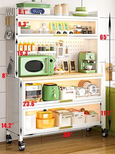 Carvpums Kitchen Storage Pantry Cabinet Buffet Sideboard Cupboard Quick Assembly 65'' White Coffee Bar Microwave Stand Cabon Steel Organizer With Foldable Door #TOP7
