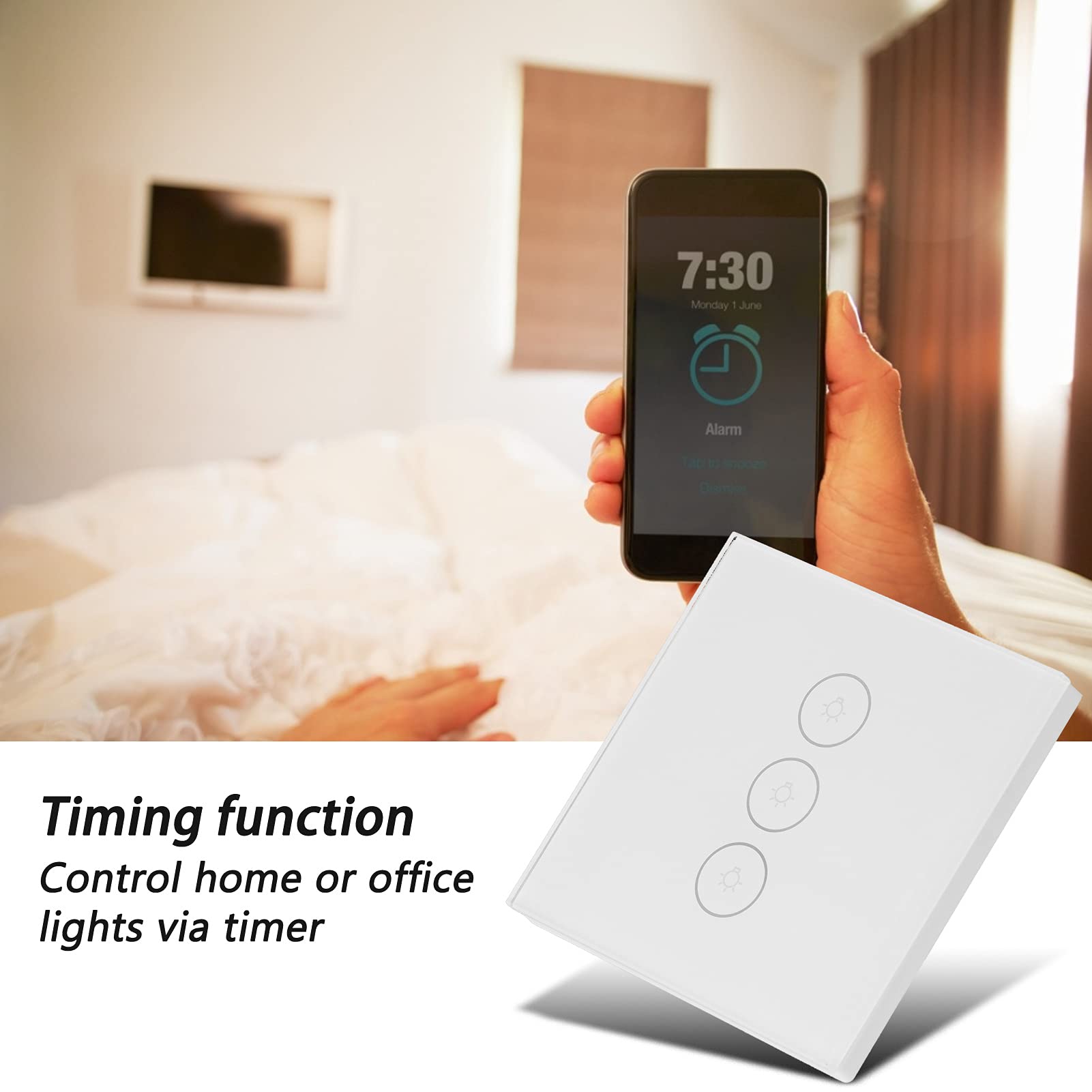 Interruptor de Luz WiFi, Control Táctil de Panel de Vidrio