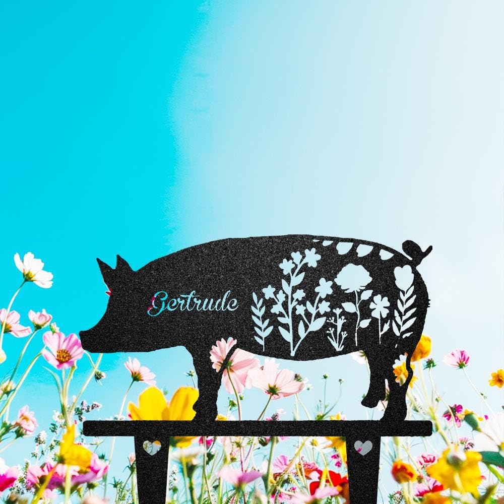 WEIYALIY Custom Pig Memorial Stake, Pig Loss, Sympathy Sign, Pet Grave Markers, Remembrance Stake, Pig Pet Sign, Outdoor Pig Garden Decor, Pet Stakes, Pet Memorial Plaque, Pet Tribute