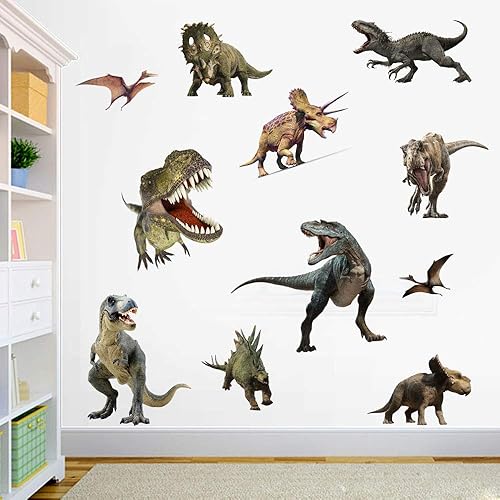 Miniatura 3 de Calcomanías de pared de dinosaurios para habitación de niños, despegar y pegar, calcomanías de arte de pared extraíbles para dormitorio de niños,