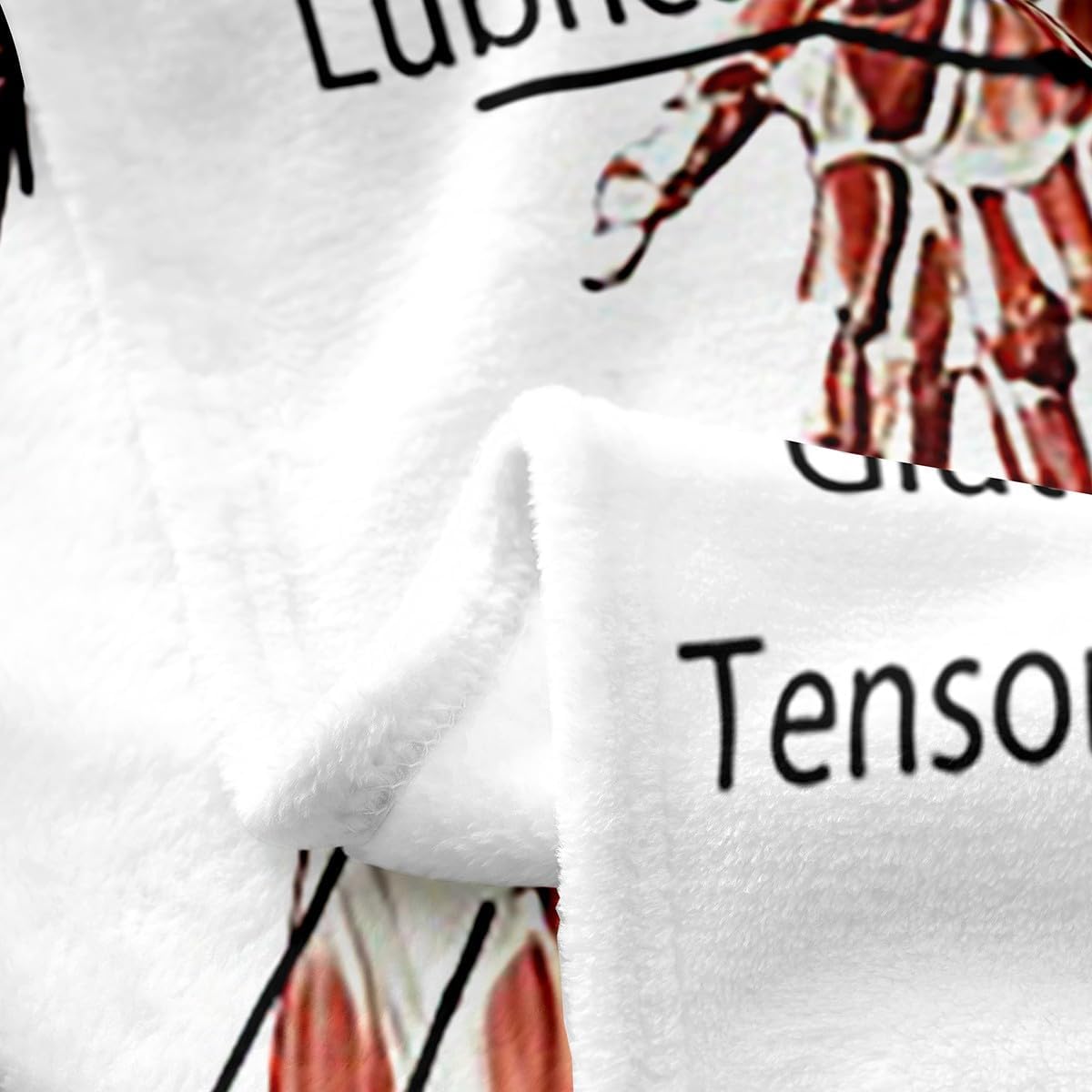 Human Anatomy Fuzzy Blanket Complete Diagram Different Organs Flannel Fleece Throw Blanket for Sofa Couch Kids Body Structure Cell Life Diagram All Season Bed Blanket White Plush Blanket Queen 90"x90"