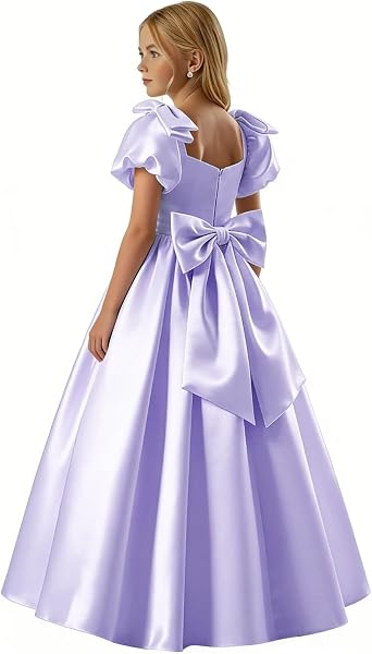 dideyttawl Flower Girl Dress Big Bow Long Junior Bridesmaid Dresses A-Line Pageant Formal Princess Ball Gown 2773