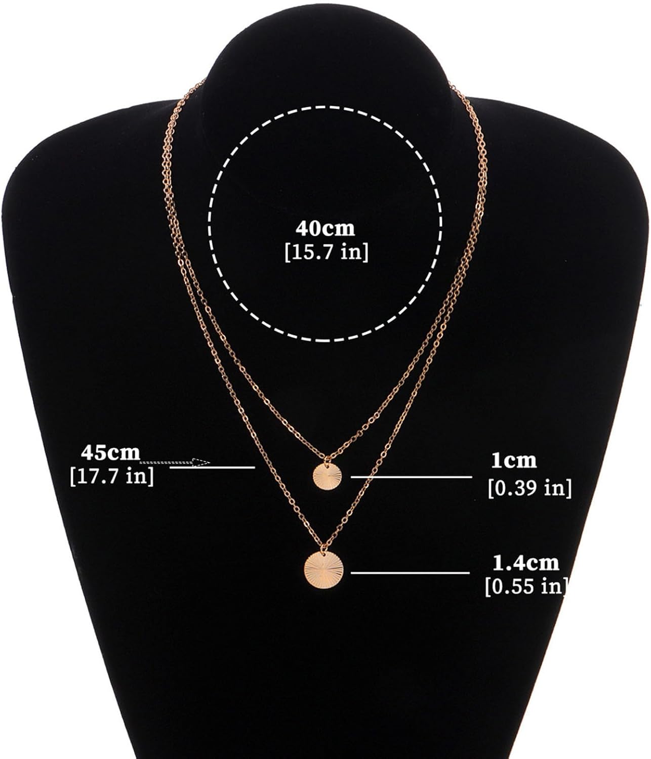 Bohemian Layered Gold Coin Necklace Choker Hammered Round Disc Pendant Necklaces Dainty Coin Disc Necklace Chain Double Layer Gold Necklaces Jewelry for Women - Image 6