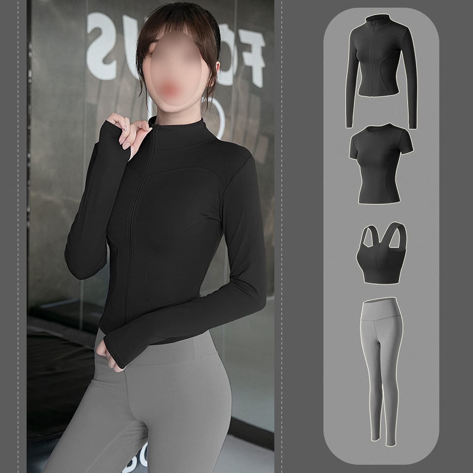 4-częściowy damski zestaw odzieży fitness do jogi, siłownia rano bieganie trening trening legginsy garnitur, styl 12, M
