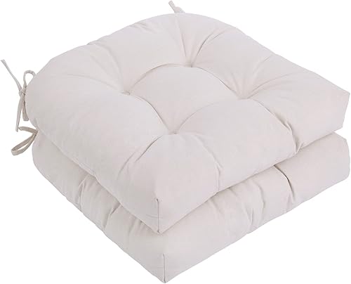 Miniatura 2 de Tiita Cojines para sillas de patio, de 19 x 19 pulgadas, cojín de asiento de exterior e interior con lazos, cojín de asiento de mimbre impermeable,