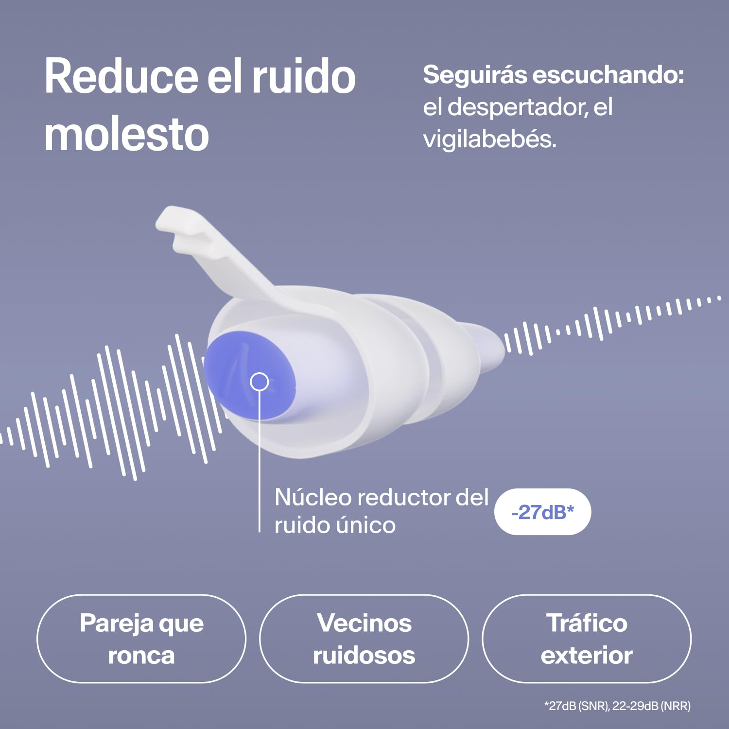 Alpine SleepDeep Tapones de Oídos para Dormir - M/L (1 Par) - Tapones Antiruido 3D con Gel Supresor de Ruido - Filtros Suaves para Dormir de Lado - Reducen Ronquidos y Ruidos