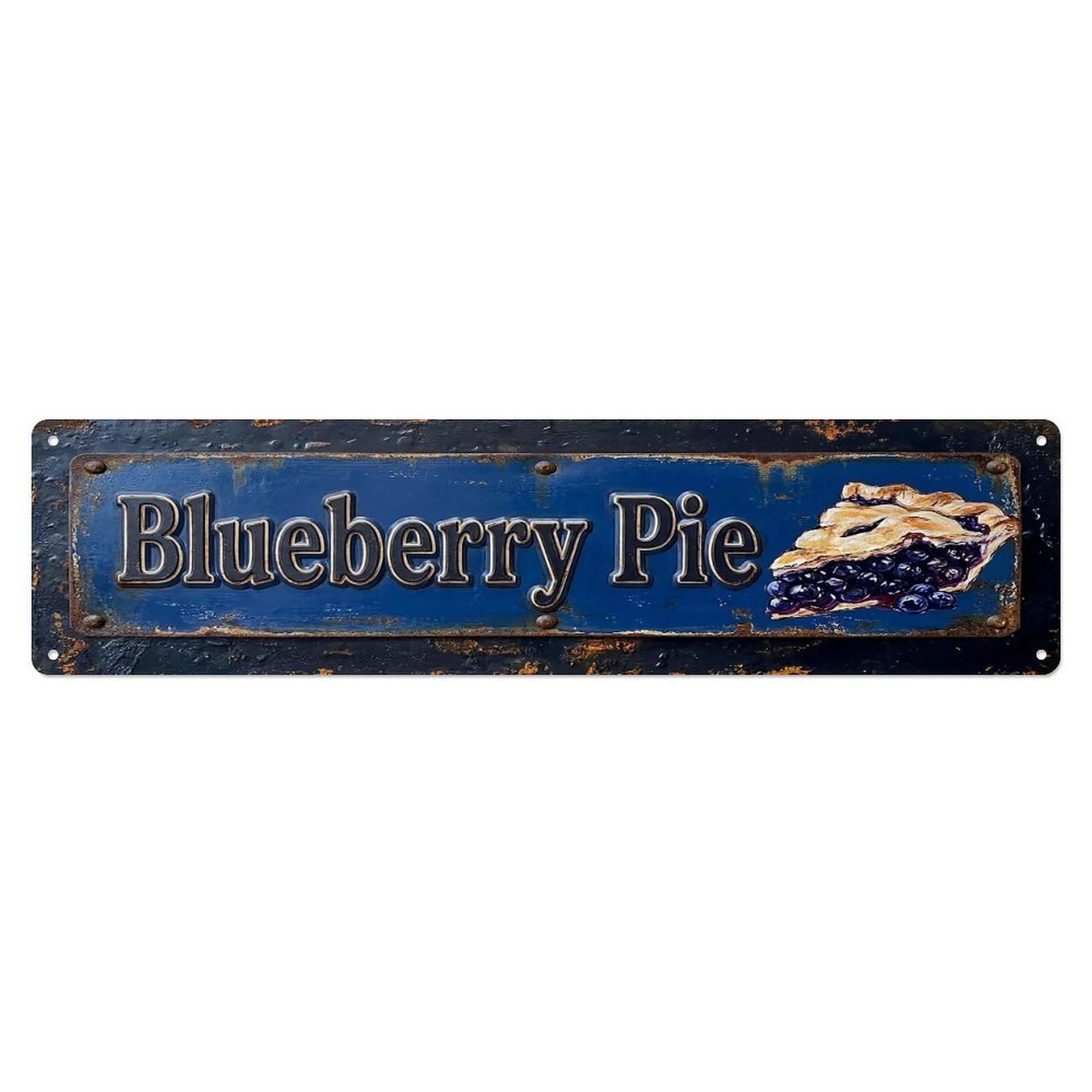 Vintage Blueberry Pie Homemade Farmhouse Metal Tin Sign