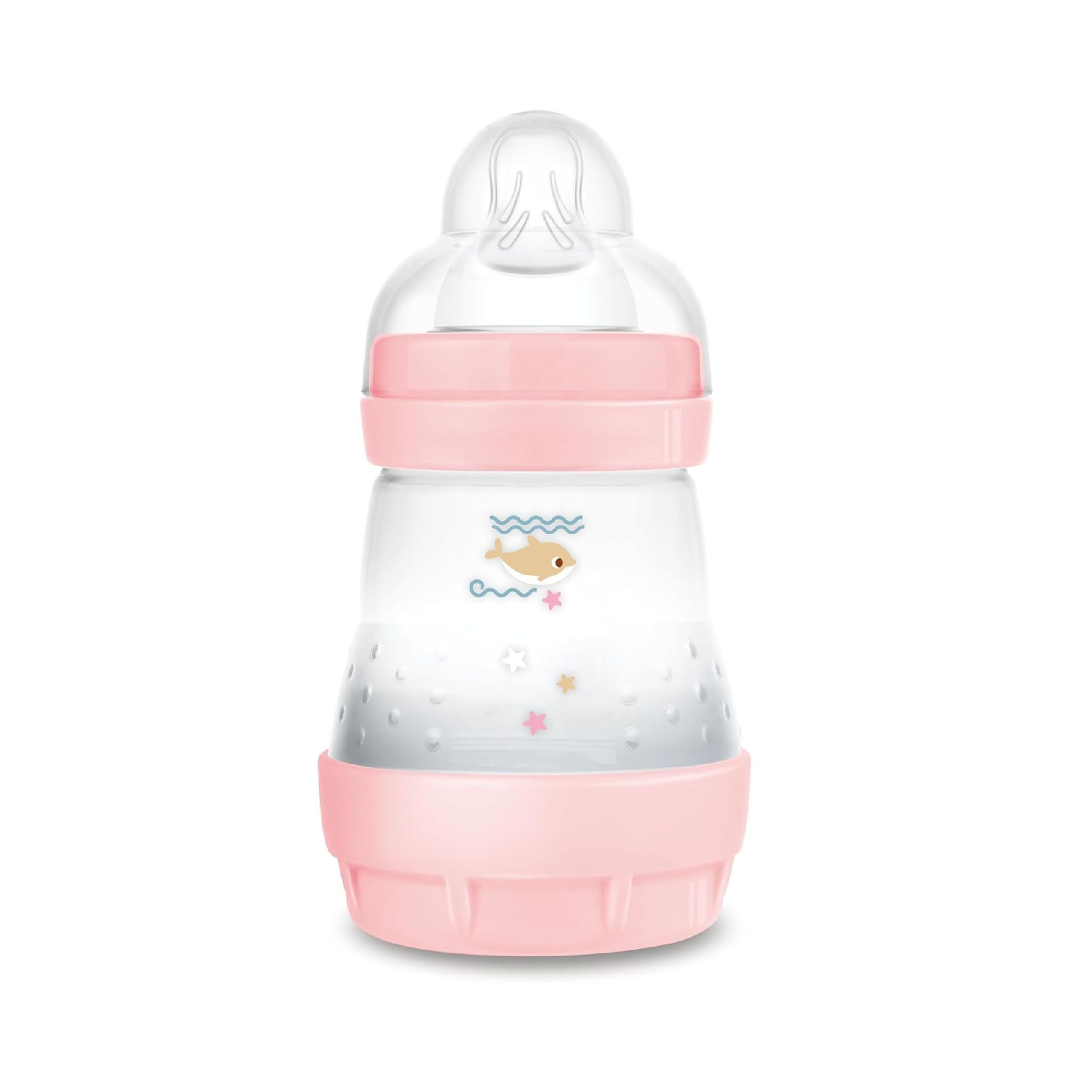MAM Biberon Easy Start 160 ml, Biberon anticolica per allattamento misto che riduce le bolle d'aria e il rischio di coliche, Accessori neonati autosterilizzanti e con tettarella misura 1, Rosa
