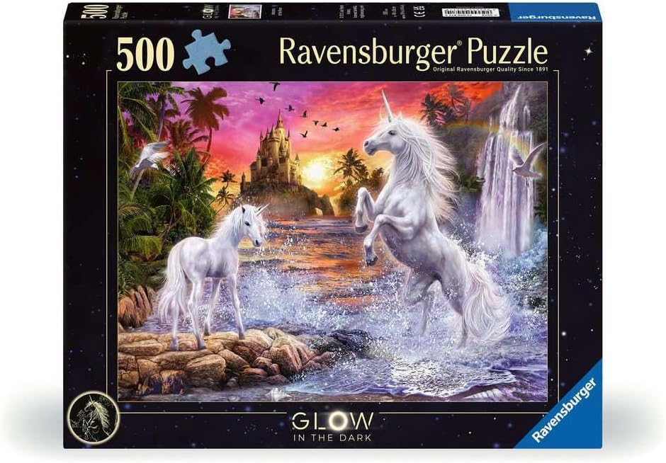 Ravensburger Puzzle 12000471 Unicorns on The River 500 Pieces Puzzle for Adults and Children from 10 Years, Glow in The Dark Puzzle with Unicorns