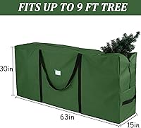 Vista 2 de Bolsa de almacenamiento para árbol de Navidad, se adapta a árboles de Navidad artificiales grandes desmontados de hasta 9 pies, bolsa impermeable