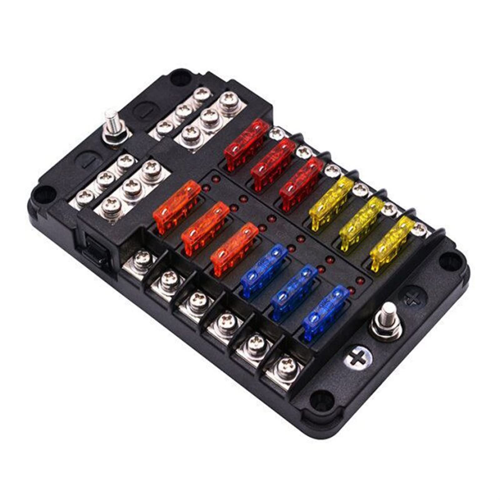 Boîte à fusibles de voiture 12 voies Boîte à fusibles de voiture 6 en 6 Boîte à fusibles automatique universelle avec indicateur Led Boîte à fusibles de voiture portable
