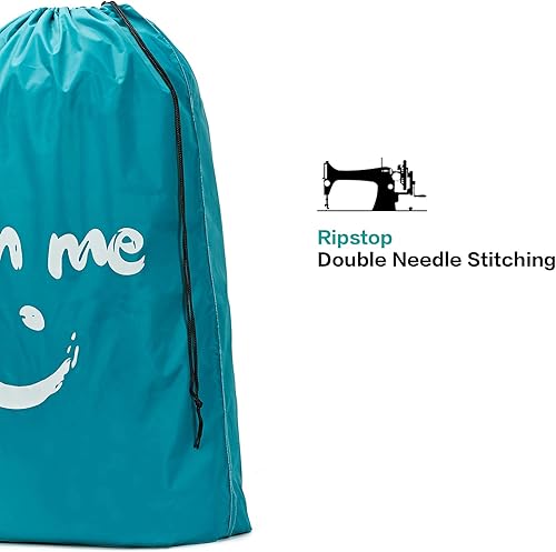 Vista 54 de HOMEST - Bolsa de lavandería con correa para viaje, bolsa de almacenamiento grande antidesgarro con cordón ajustable, lavable a máquina, nailon