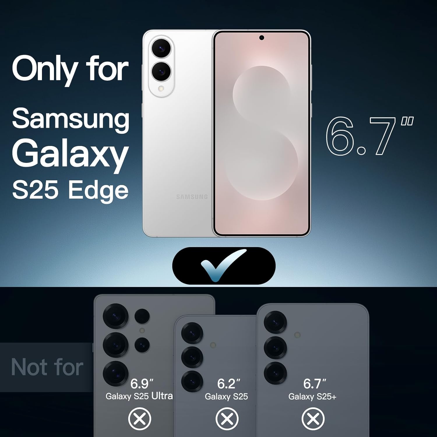 JETech 5 in 1 Case for Samsung Galaxy S25 Edge with 2-Pack Each Tempered Glass Screen Protector and Camera Lens Protector, Non-Yellowing Slim Shockproof Bumper Phone Cover (Clear) - Image 2