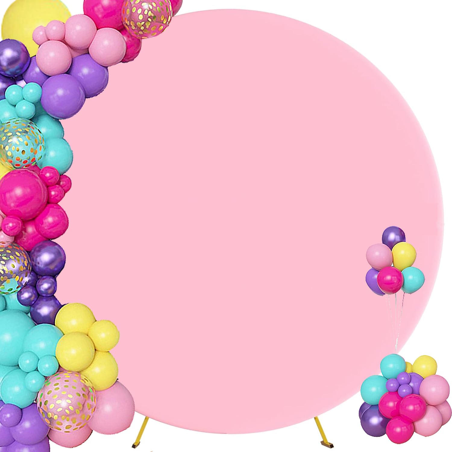 Maiangel 7.2FT Round Arch Backdrop Cover Spandex Fitted Stretchy Arch Stand Covers with Buckles Arch Covers for Circle Stand Balloon Wedding Party