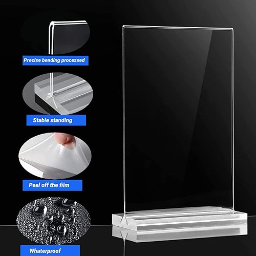 Miniatura 3 de Paquete de 3 soportes acrílicos de 11 x 17 pulgadas, soporte transparente en forma de T para menú, folleto de imagen de doble cara para oficina,