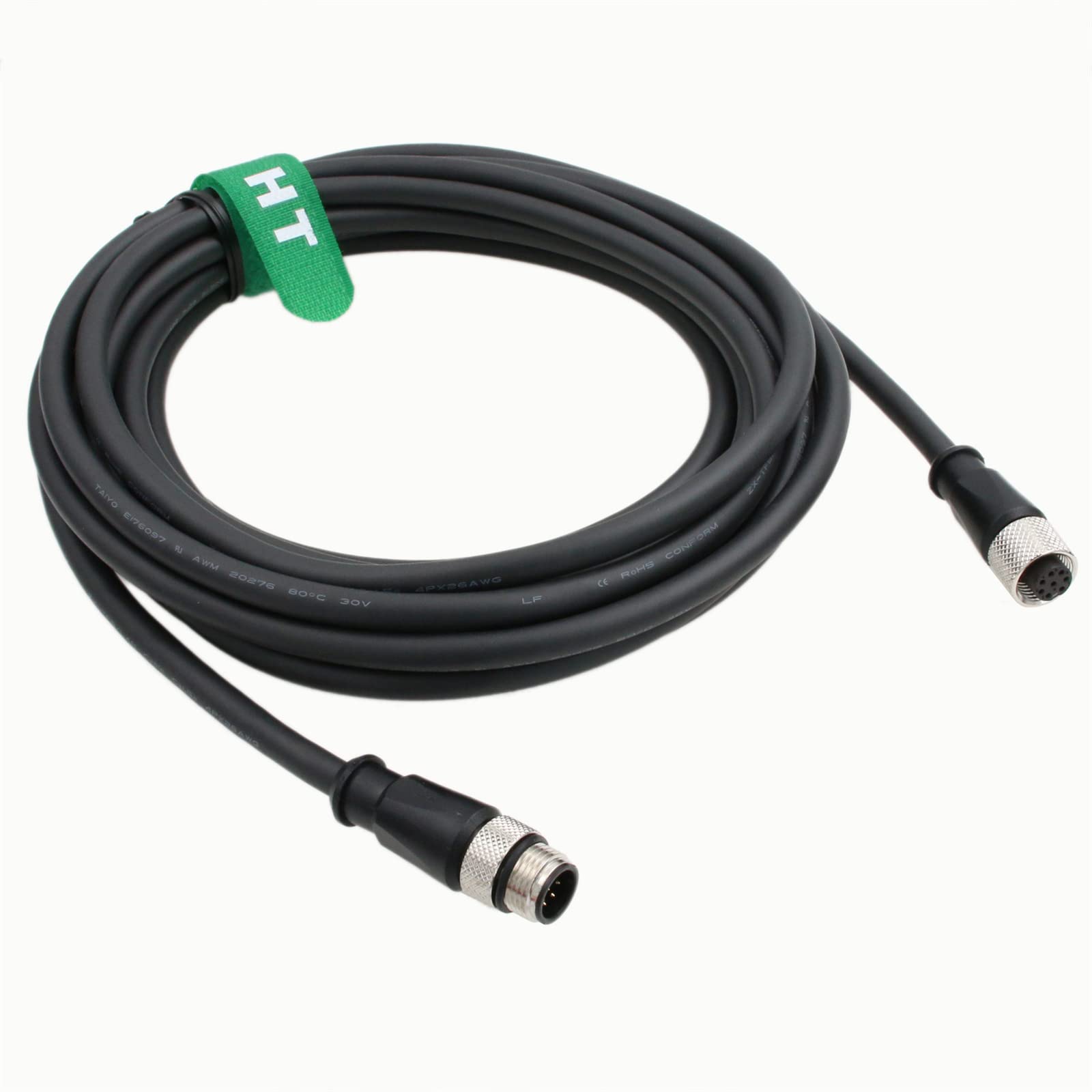 HangTon M12 A-Coded 8 pin Female to 8 pin Male Cable for Cognex in-Sight Remote Head Camera 3M