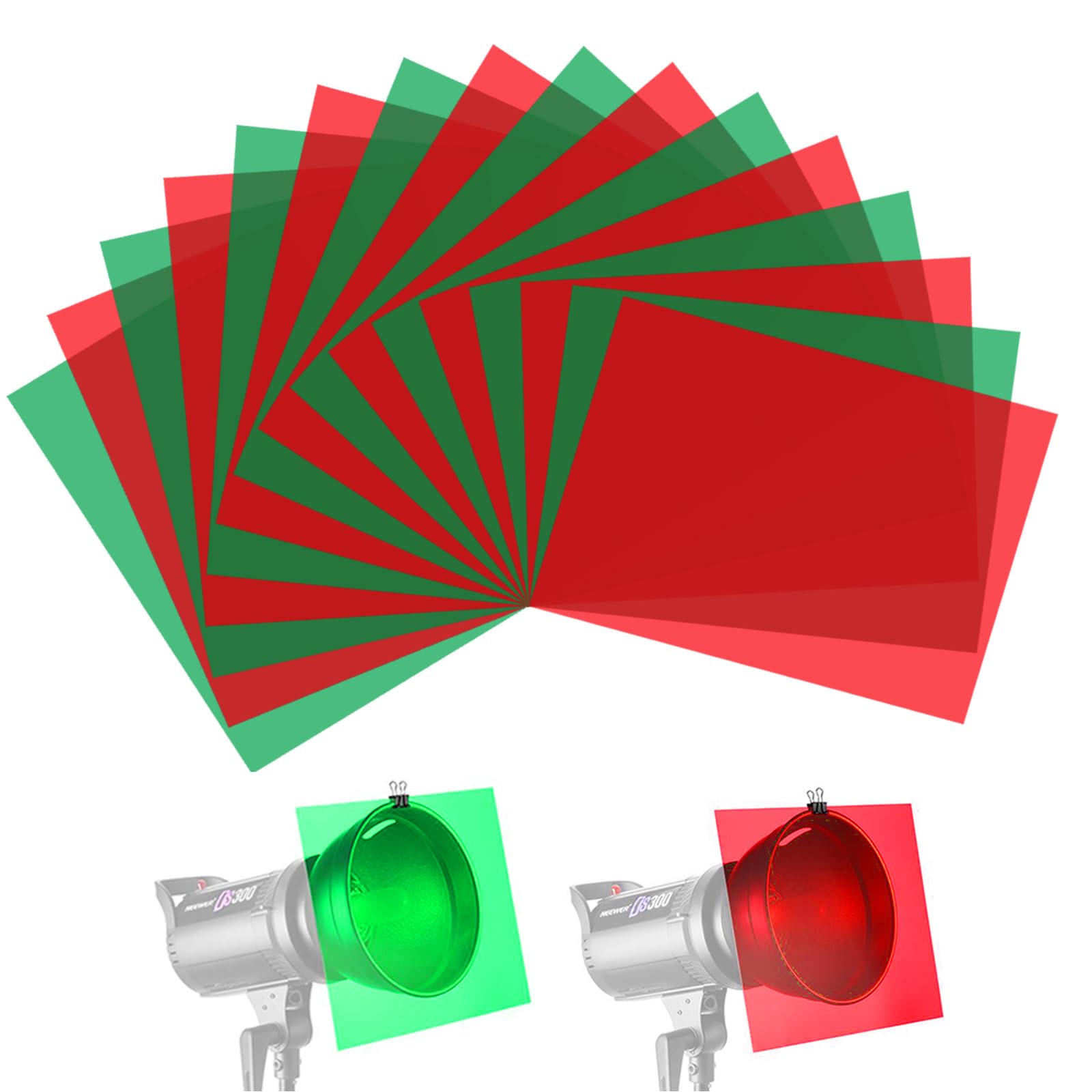 Christmas Light Gel Filter，16 Pack Transparency Color Film Plastic Sheets Colored Overlays Correction Flash Lighting Holiday Decorations,11.7 by 8.3
