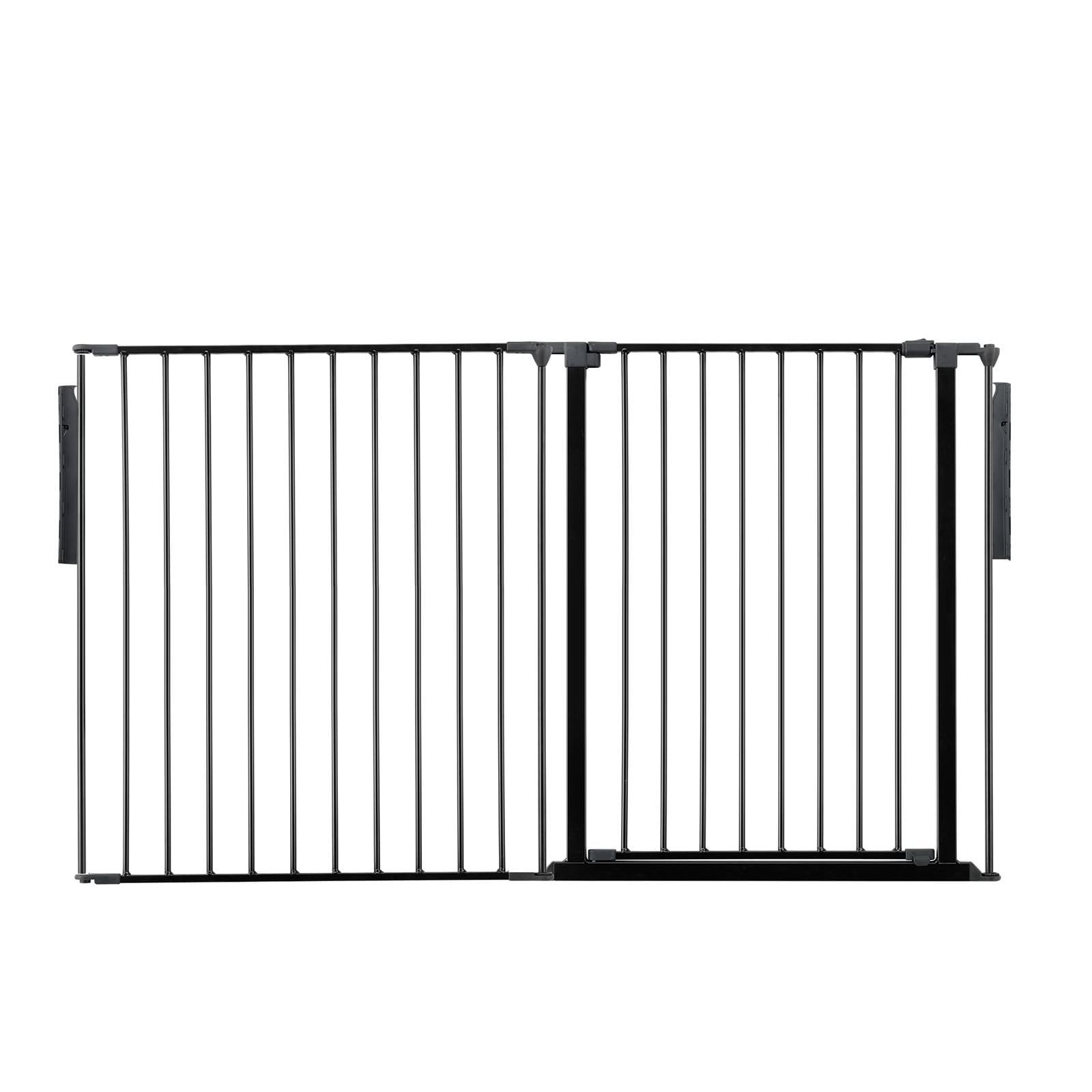 Safetots Premium Extra Tall Room Divider, up to 154cm Wide, Black, 105cm Tall, Multi Panel Flexible Room Barrier, Room Divider with Door for Baby and Toddler, Easy Installation