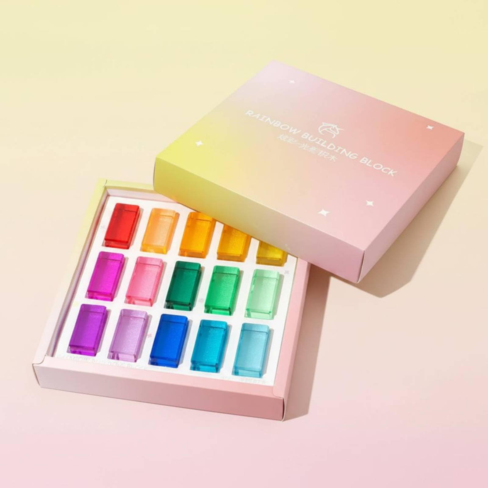 25 Pezzi Blocchi Acrilici Arcobaleno Colori Vivaci Blocchi Traslucidi Colorati Motricità Fine Gioco Educativo per Asilo