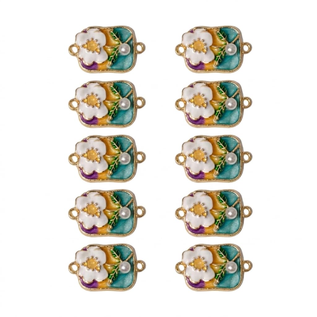 Floral Connector Charms for DIY Rakhi Making, Decorative Flower Design with Pearl, 10 Pieces-image-47
