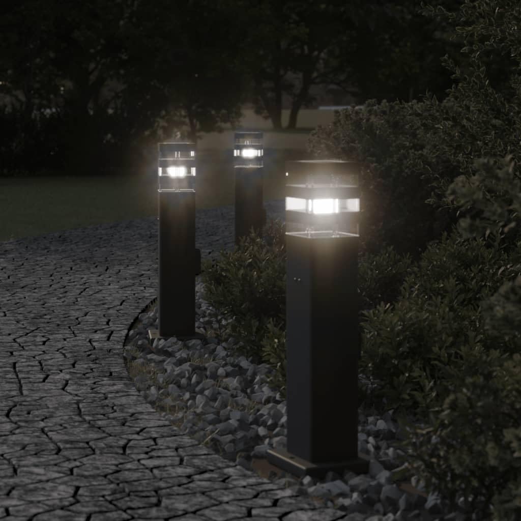 Lampy podłogowe zewnętrzne z wtyczką 3 szt. Aluminium Czarny 50 cm
