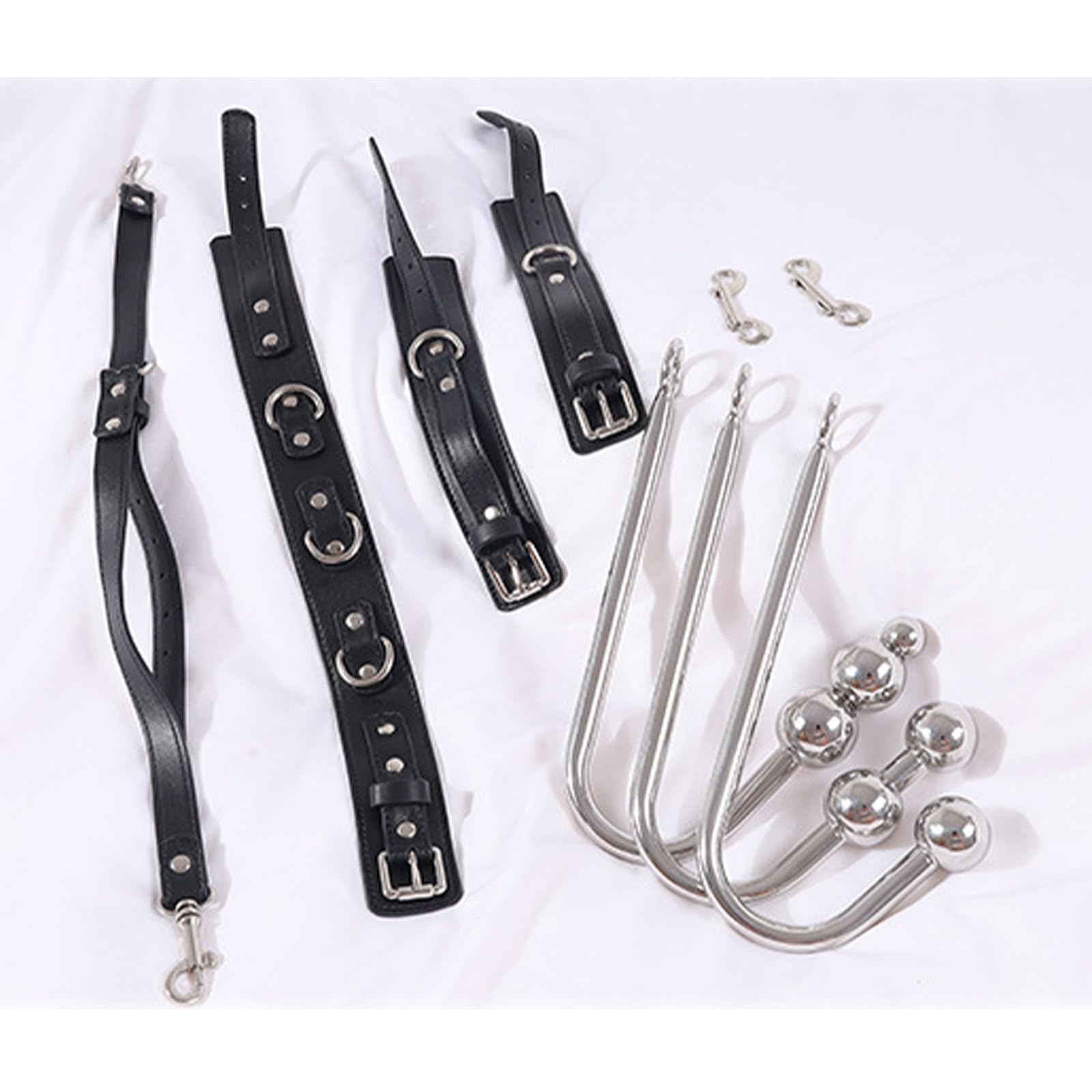 Gancio Anale Butt Plug In Acciaio Inox Sfera Singola + Doppia Sfera + Tripla Sfera Manette In Pelle Manette Collare Girocollo Manette SM Ritenuta Per Il Collo Stimolante Della Prostata