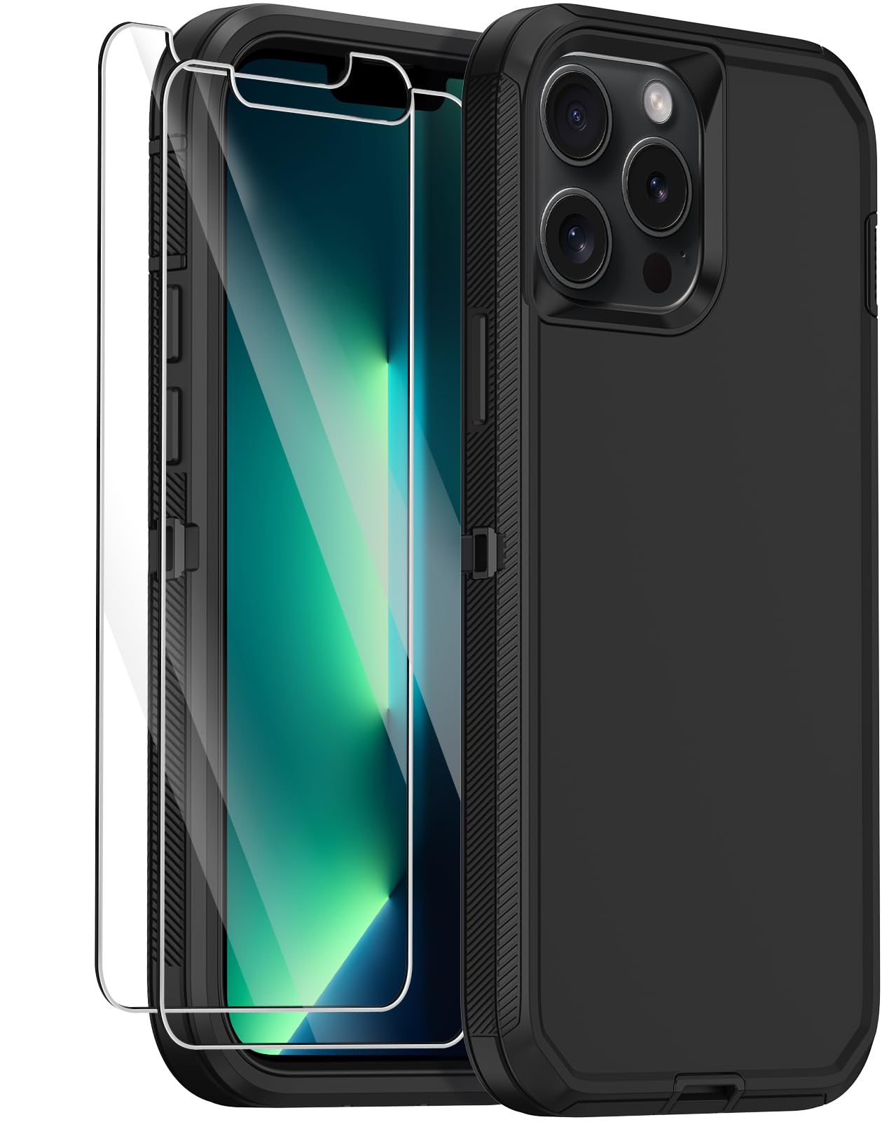 Annymall for iPhone 13 Pro Case with 2 Screen Protector,Shockproof Drop Protection Full Body Heavy Duty 3 Layer Military Rugged Durable Phone Cover