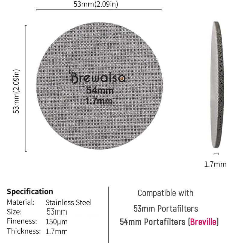 Image of 53mm Espresso Puck Screen for 54mm Portafilters - Fits with Breville, Delonghi Espresso Machines Reusable Puck Screen Premium Filter for Enhanced Coffee Extraction