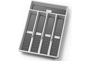 Silverware Organizer Tray for Kitchen Drawer with Non-Slip TPR Linings
