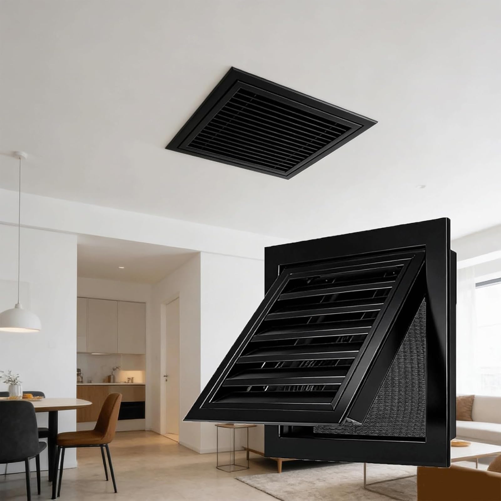 Cubierta de ventilación de Aire, Rejilla de Retorno de Aire Negra de 8x16 Pulgadas con Rejilla de Filtro: ventilación de Pared y Techo para un Mejor Flujo de Aire, ventilación Constante, rej