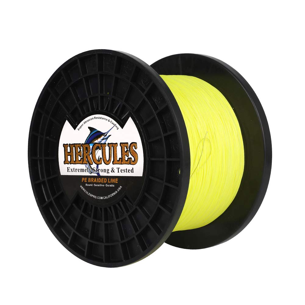 Hercules Braided Fishing Line 2000m 2187yds 10lbs-200lbs Pe Superline 8 Strands (Fluorescent Yellow 200lb/90.7kg 0.75mm)