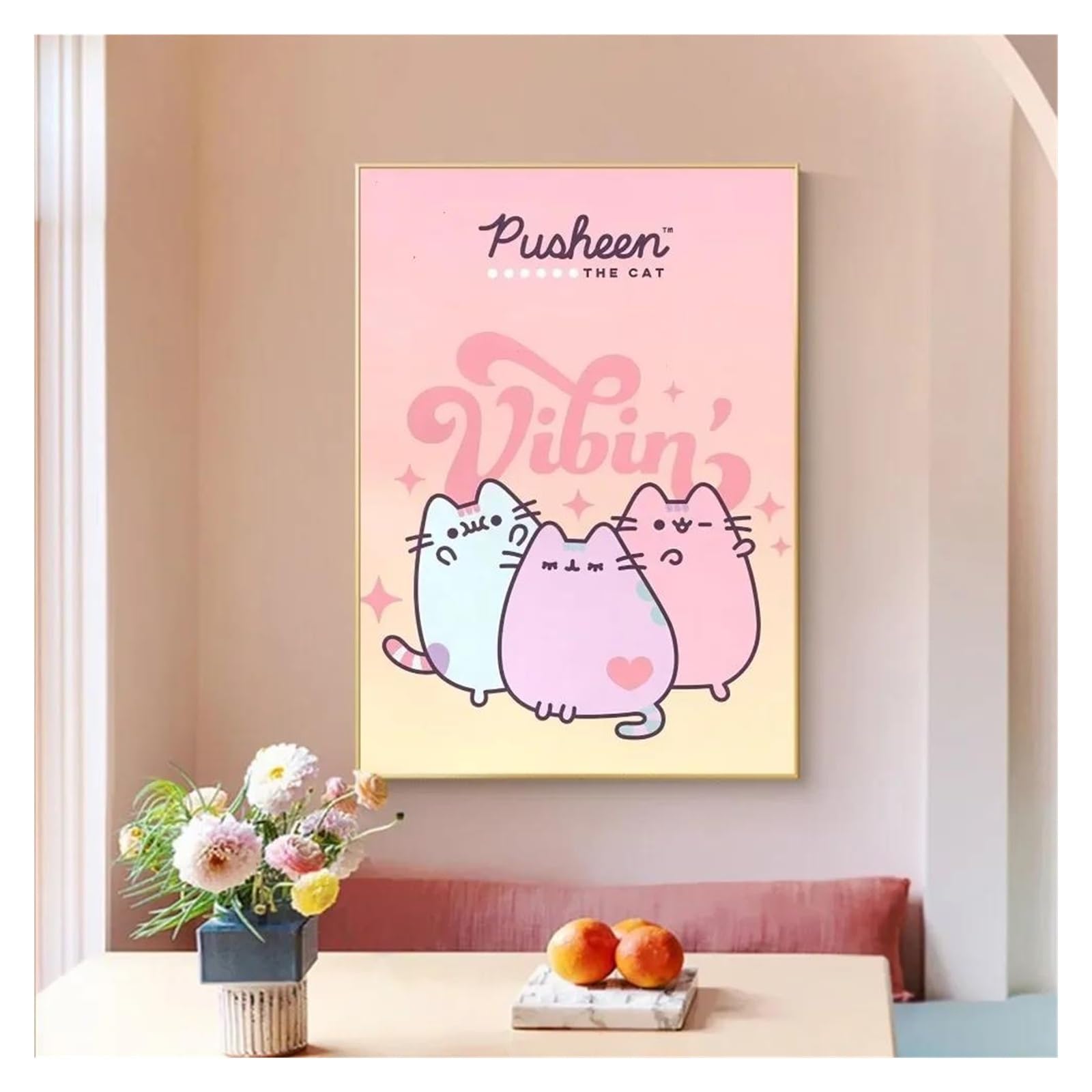 Peinture chat d'anime sur toile pour décoration de salle de classe