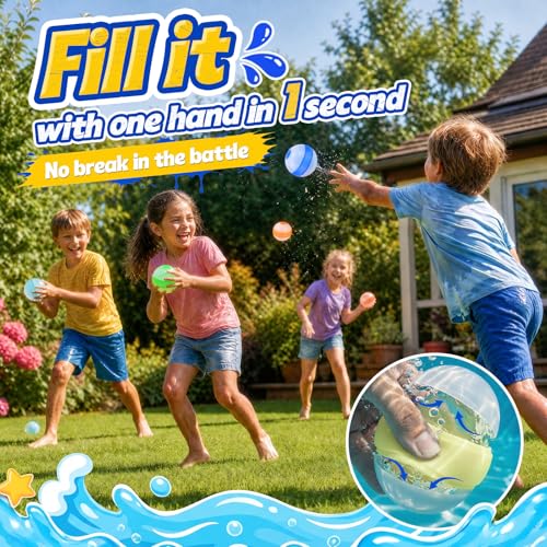 12 Pcs Reusable Water Balloons,Refillable Silicone Water Toys,Water Balloons Quick Fill of Pool Toys for kids ages 4-8,Beach Toys, Summer Toys & Outdoor Games for Backyard Water Fun — view 2